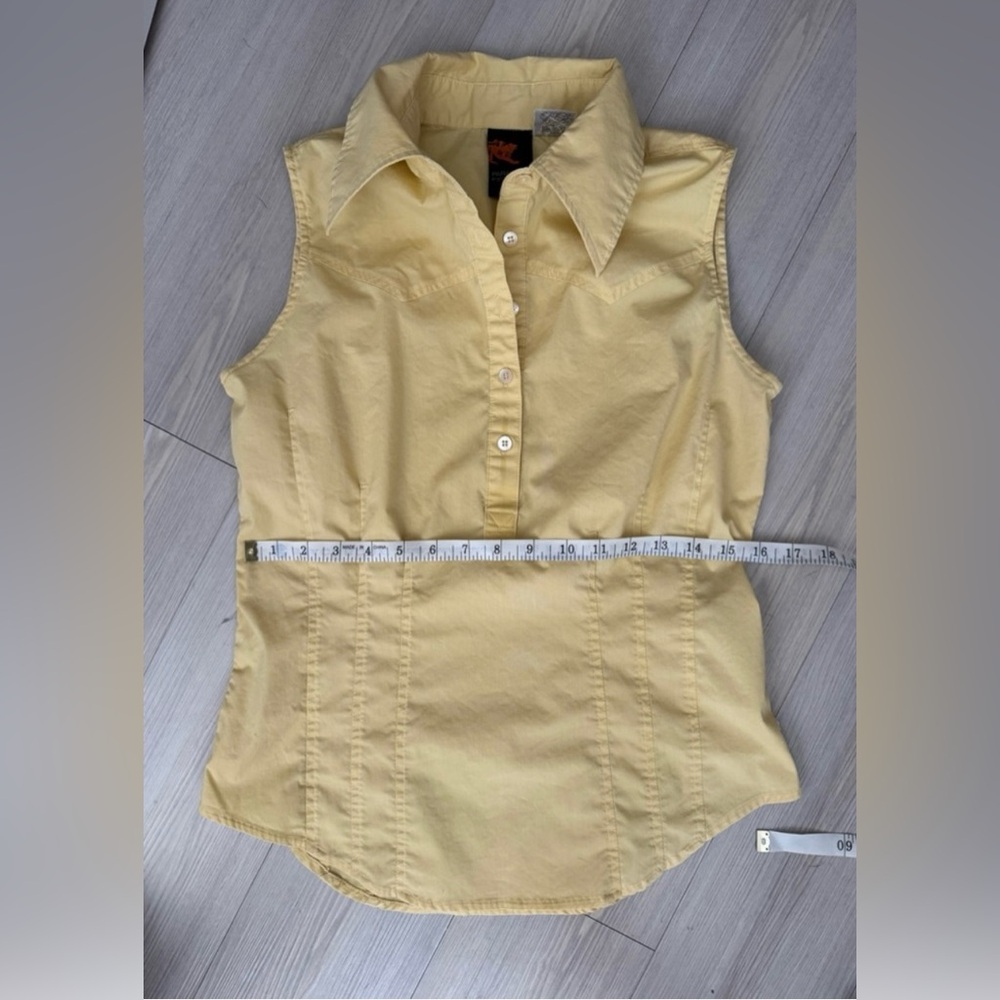 Parasuco Vintage Y2k Yellow sleeveless Button
Up Shirt M/L - Picture 9 of 11